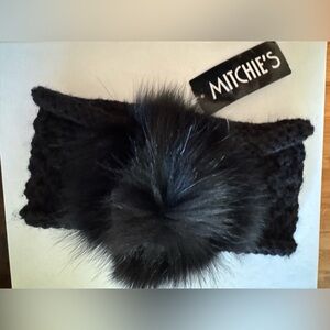 Mitchie’s Genuine Fur and Black Knit Headband